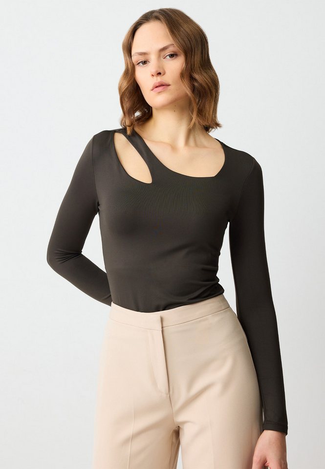 Jimmy Key Blusentop Strickbluse Mit Asymmetrischem Ausschnitt Und Schmaler Passform Und La von Jimmy Key