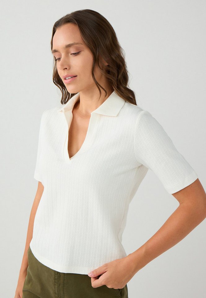Jimmy Key Shirtbluse Strickbluse in Ecru mit Hemdkragen und normaler Passform Jimmy Key Shirtbluse Strickbluse in Ecru mit Hemdkragen und normaler Passform von Jimmy Key