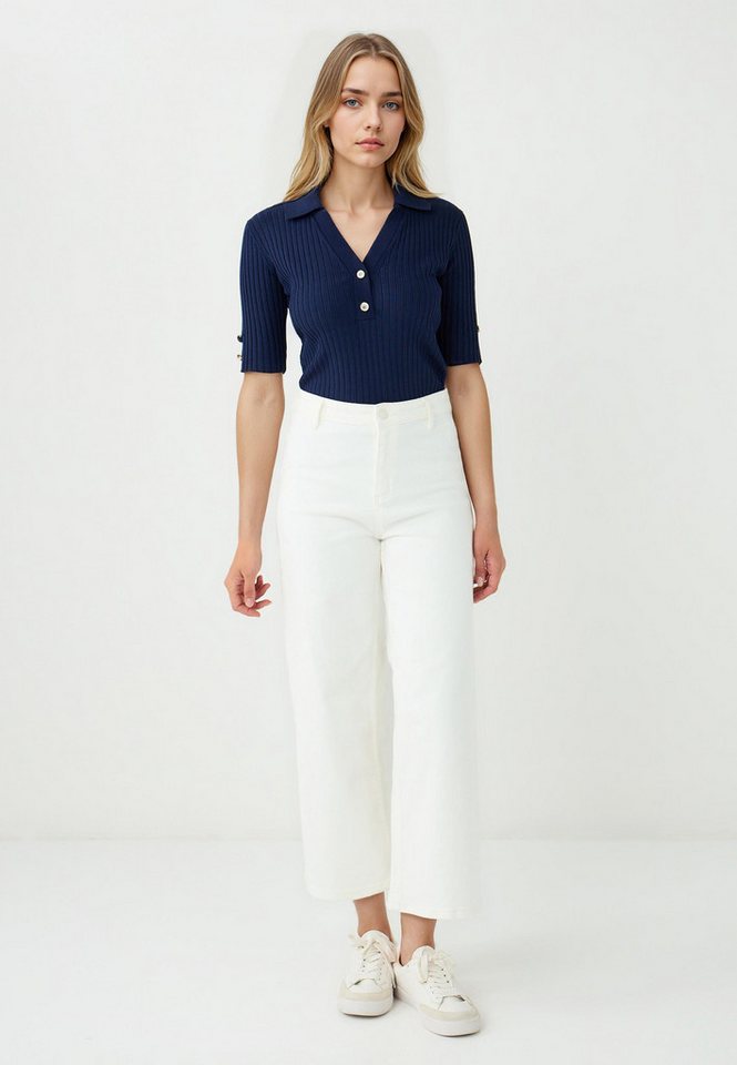 Jimmy Key Strickhose Hoch taillierte Denim-Hose mit weitem Bein von Jimmy Key