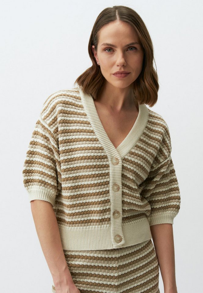 Jimmy Key Strickpullover Ellbogenärmel Gestreift Pullover Cardigan von Jimmy Key