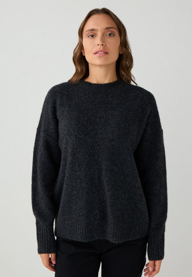 Jimmy Key Strickpullover Locker geschnittener anthrazitfarbener Trikotpullover mit Rundhalsauss von Jimmy Key