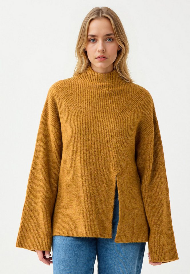 Jimmy Key Strickpullover Loose Fit Pullover mit Rollkragen aus senffarbenem Trikot von Jimmy Key