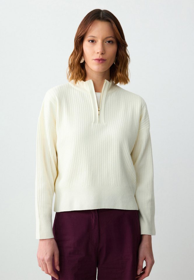 Jimmy Key Strickpullover Rollkragenpullover mit Reißverschluss und langen Ärmeln von Jimmy Key