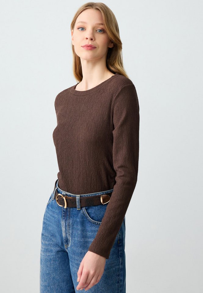 Jimmy Key Strickpullover Rundhalsausschnitt Langarm Gerade Geschnittene Strickbluse von Jimmy Key