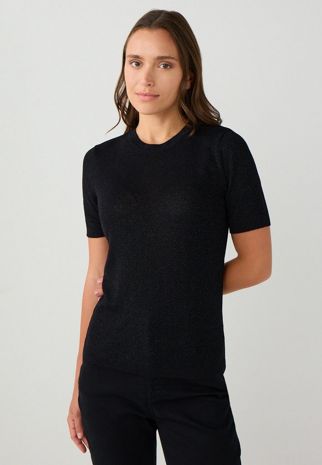 Jimmy Key Strickpullover Schwarzer Trikotpullover mit Rundhalsausschnitt und normaler Passform von Jimmy Key