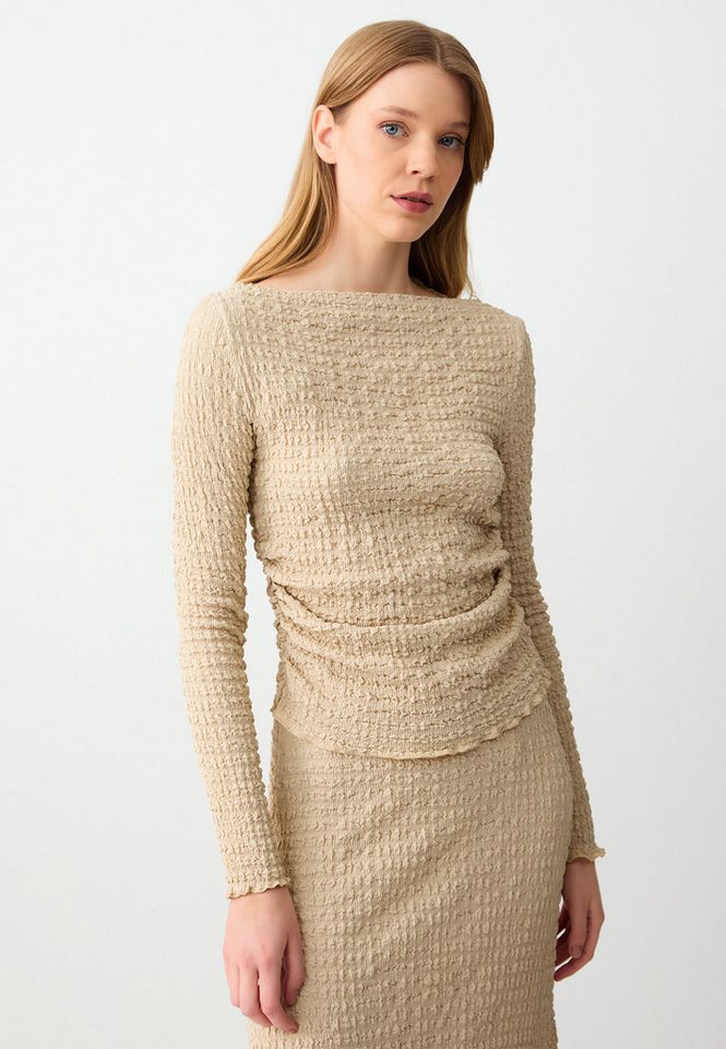 Jimmy Key Blusentop Slim Fit Gemusterte Strickbluse Mit U-Boot-Ausschnitt von Jimmy Key