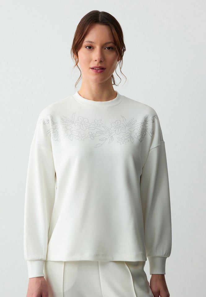 Jimmy Key Sweatshirt Weißes Sweatshirt Mit Rundhalsausschnitt Und Normaler Passform von Jimmy Key