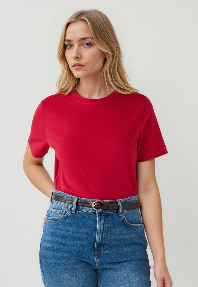 Jimmy Key T-Shirt Rotes Strick-T-Shirt mit Rundhalsausschnitt in normaler Passform von Jimmy Key