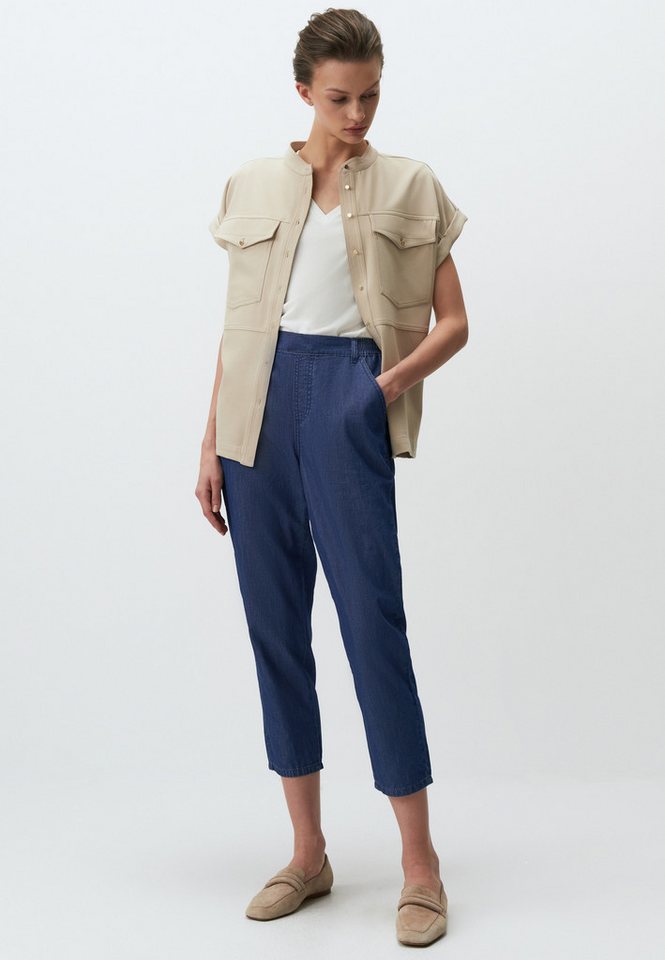 Jimmy Key Taillenhose Hohe Taille Gewebt Hose mit elastischem Bund von Jimmy Key