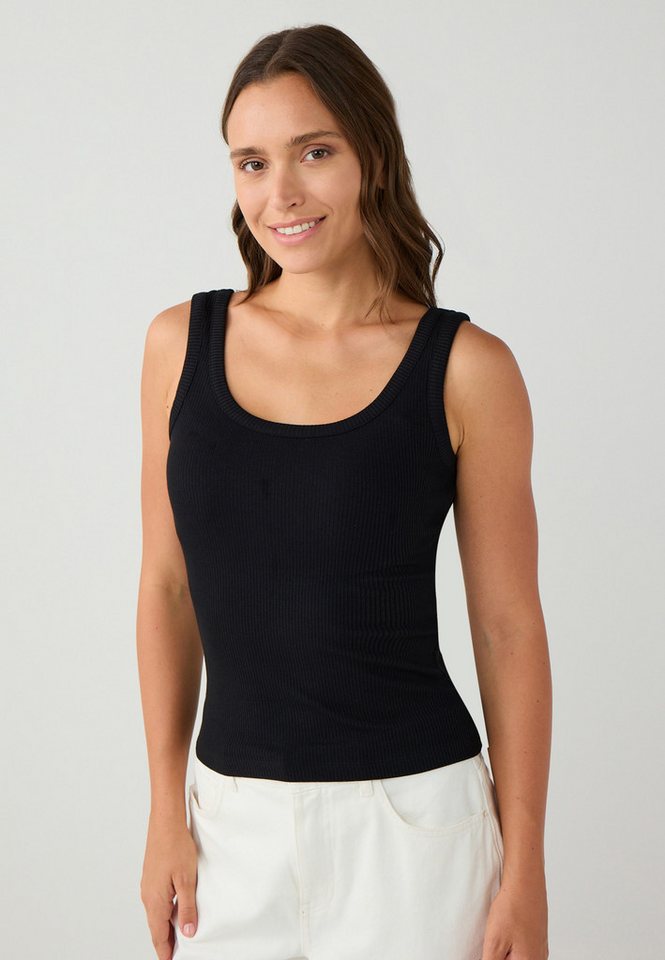 Jimmy Key Tanktop Schwarzes Strick-Unterhemd mit schmaler Passform und U-Ausschnitt von Jimmy Key