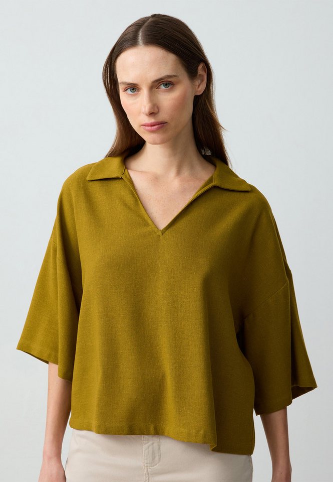Jimmy Key V-Ausschnitt-Pullover Khakifarbene Bluse Mit V-Ausschnitt Und Normaler Passform von Jimmy Key