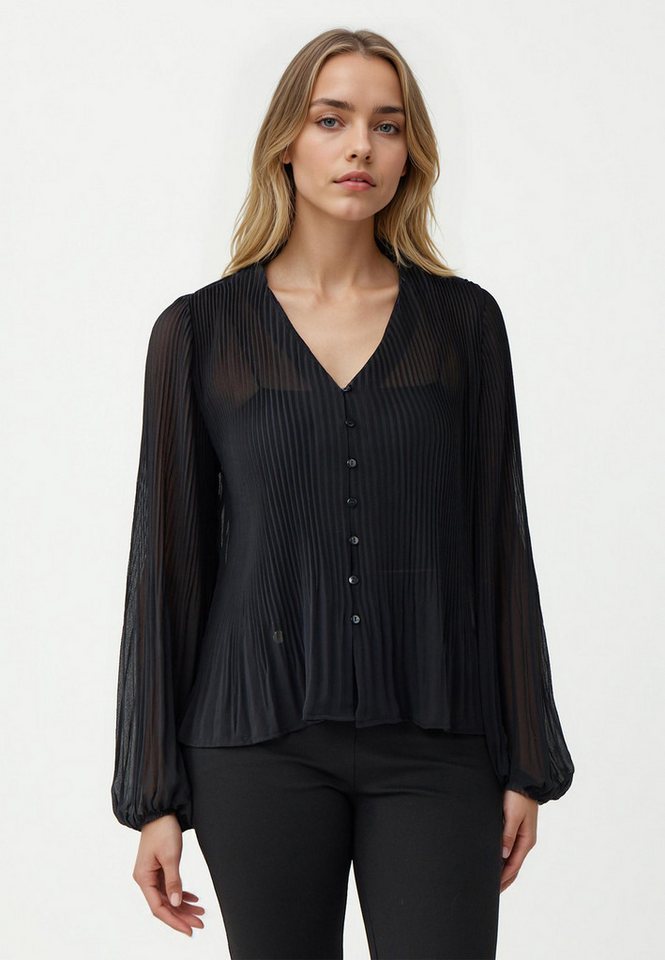 Jimmy Key V-Ausschnitt-Pullover Loose Fit V-Ausschnitt-Bluse aus schwarzem Chiffon von Jimmy Key