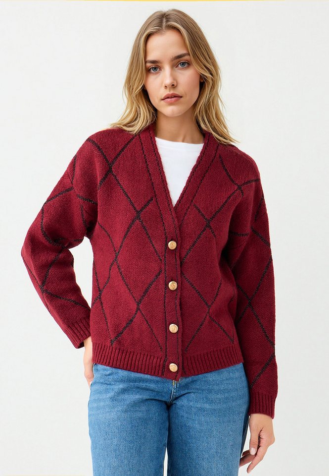 Jimmy Key V-Ausschnitt-Pullover Regular Fit Burgunderrote Strickjacke mit V-Ausschnitt Jimmy Key V-Ausschnitt-Pullover Regular Fit Burgunderrote Strickjacke mit V-Ausschnitt von Jimmy Key