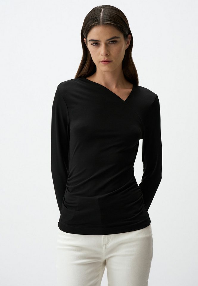 Jimmy Key Blusentop Schwarzes Asymmetrisches Top Mit V-Ausschnitt von Jimmy Key