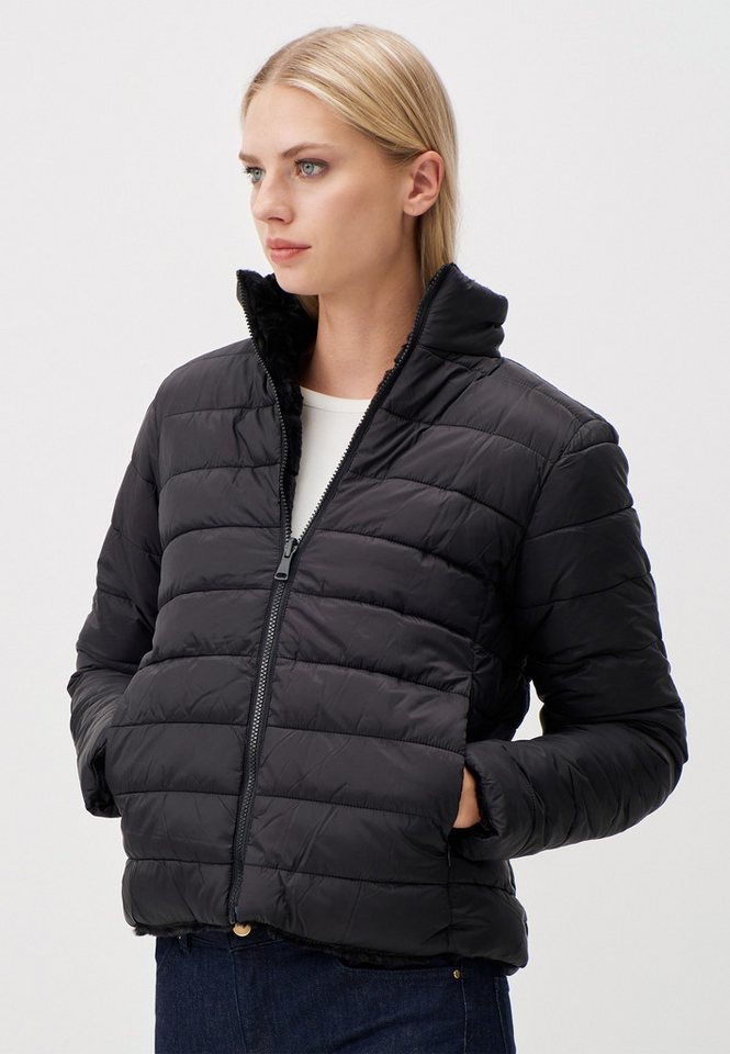 Jimmy Key Wintermantel Regular Fit schwarzer Puffer-Mantel aus Taft von Jimmy Key