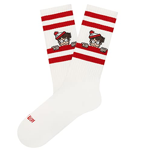 Jimmy Lion Athletische Wally-Socken für Männer und Frauen - Weiß Größen 36-40. Limitierte Auflage Where's Wally? x von Jimmy Lion