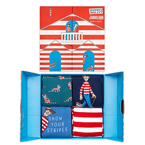 Jimmy Lion - Geschenkboxen Socken Where's Wally. Packung mit 4 Paaren Casual Stil, Socken, Größe 36-40. von Jimmy Lion