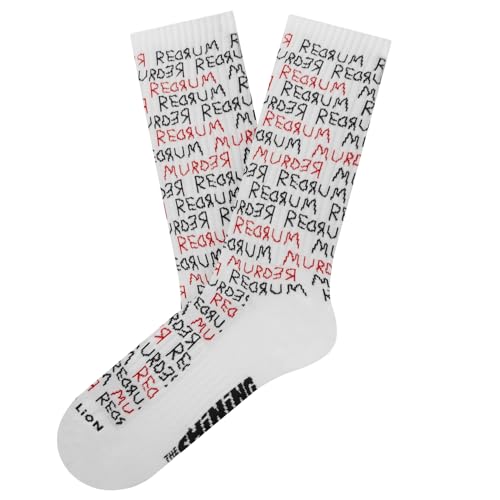 Jimmy Lion x Stanley Kubrick Socken aus gekämmter Baumwolle, Größen 36-40 | 41-46 in halber Schaft., Athletic The Shining Redrum - Weiß, 41-46 von Jimmy Lion