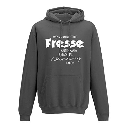 Jimmys Textilfactory Hoodie 2 Words 1 Finger Mittelfinger Fuck Off You Anti 10 Farben Herren XS - 5XL Stinkefinger Kult schwarzer Humor dagegen, Größe:2XL, Farbe:dunkelgrau - Logo Weiss von Jimmys Textilfactory