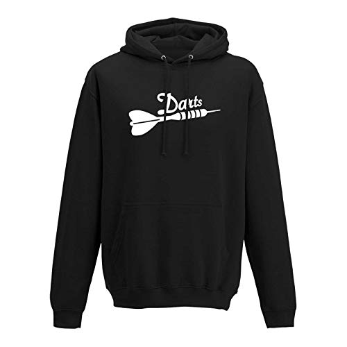 Hoodie Darts Pfeil Dartboard Sport Zielscheibe darten 10 Farben Herren XS - 5XL Steeldarts Bullseye Hobby Verein Dartsclub Kneipe Geschenk-Idee, Größe:2XL, Farbe:schwarz - Logo weiss von Jimmys Textilfactory