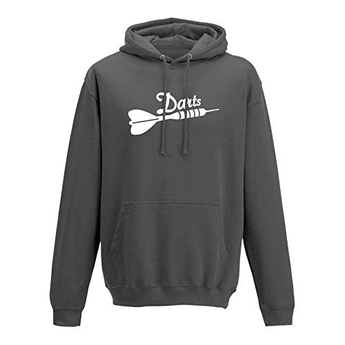 Hoodie Darts Pfeil Dartboard Sport Zielscheibe darten 10 Farben Herren XS - 5XL Steeldarts Bullseye Hobby Verein Dartsclub Kneipe Geschenk-Idee, Größe:3XL, Farbe:dunkelgrau - Logo weiss von Jimmys Textilfactory