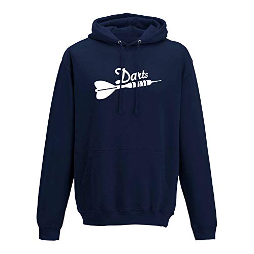 Hoodie Darts Pfeil Dartboard Sport Zielscheibe darten 10 Farben Herren XS - 5XL Steeldarts Bullseye Hobby Verein Dartsclub Kneipe Geschenk-Idee, Größe:3XL, Farbe:navy - Logo weiss von Jimmys Textilfactory