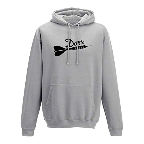Hoodie Darts Pfeil Dartboard Sport Zielscheibe darten 10 Farben Herren XS - 5XL Steeldarts Bullseye Hobby Verein Dartsclub Kneipe Geschenk-Idee, Größe:XL, Farbe:grau - Logo schwarz von Jimmys Textilfactory