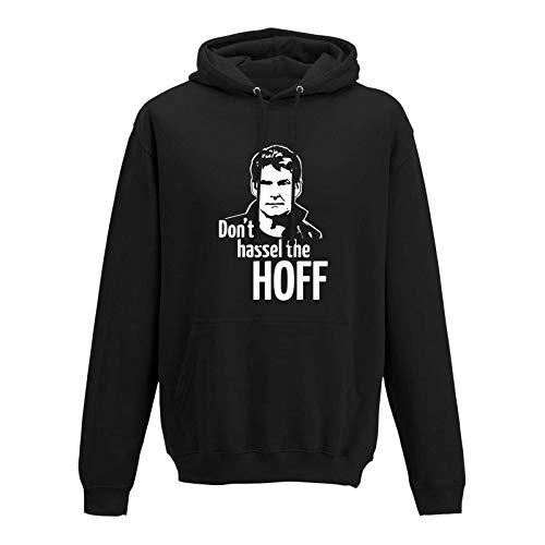 Hoodie Don't Hassel The Hoff David Baywatch Freedom 10 Farben Herren XS - 5XL 80er Eighties Kult K.i.t.t. Knight Rider Fun-Shirt, Größe: M, Farbe: schwarz - Logo Weiss von Jimmys Textilfactory