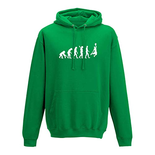 Hoodie Evolution Basketball Dunking Sport Jordan NBA 10 Farben Herren XS - 5XL DBB Alba Brose 46ers Olympia Bulls Celtics Spurs, Größe:L, Farbe:grün - Logo Weiss von Jimmys Textilfactory