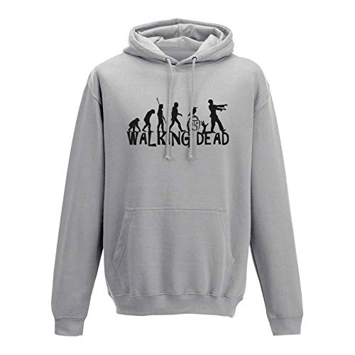 Hoodie Evolution Walking Dead TWD Zombie Rick Lori Fox 10 Farben Herren XS - 5XL Comic Adaption Serie Film Movie Apokalypse Survival, Größe:XL, Farbe:grau - Logo schwarz von Jimmys Textilfactory