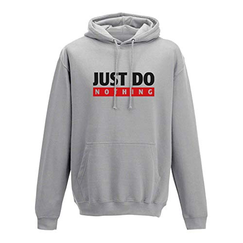 Hoodie Just Do Nothing faul Athletics Sport Fun-Shirt 10 Farben Herren XS - 5XL Parodie Lazy Humor Spass lustige Sprüche feiern Party, Größe:XL, Farbe:grau - Logo schwarz von Jimmys Textilfactory