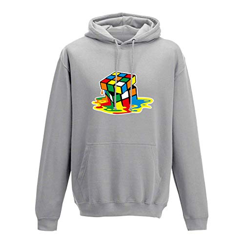 Jimmys Textilfactory Hoodie Sheldon Würfel Big Bang Theory 80er Cube Nerd 10 Farben Herren XS-5XL Rätsel Puzzle Logik Geduldspiel Retro-Shirt Vintage Style, Farbe:hellgrau meliert, Größe:M von Jimmys Textilfactory