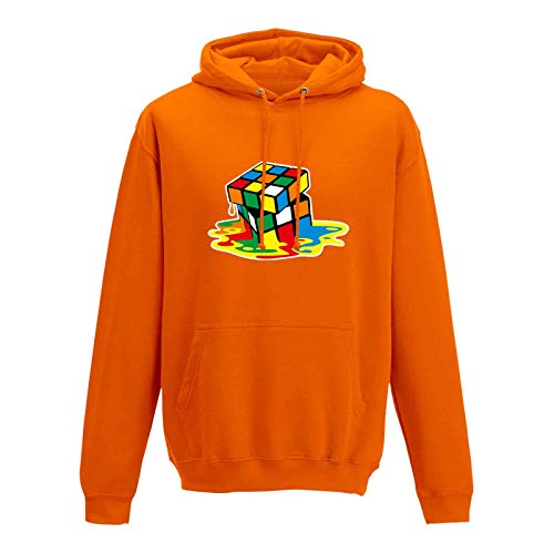 Jimmys Textilfactory Hoodie Sheldon Würfel Big Bang Theory 80er Cube Nerd 10 Farben Herren XS-5XL Rätsel Puzzle Logik Geduldspiel Retro-Shirt Vintage Style, Farbe:orange, Größe:L von Jimmys Textilfactory