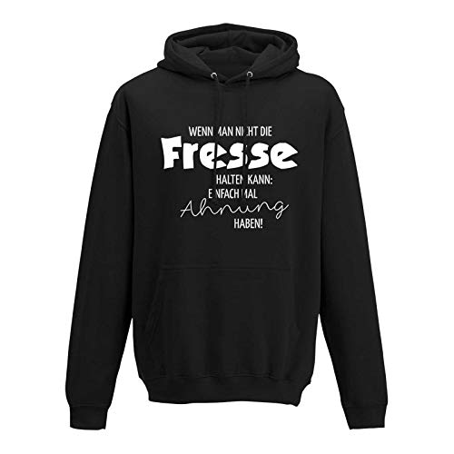 Jimmys Textilfactory Hoodie Wenn Man die Fresse Nicht halten kann Ahnung haben 10 Farben Men XS - 5XL Fun-Shirt lustige Sprüche Humor Spaß Comedy Kaberett, Größe: 3XL, Farbe: schwarz - Logo Weiss von Jimmys Textilfactory