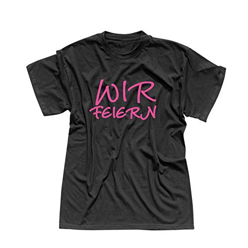 JGA Shirt Ich heirate Wir feiern Hochzeit Party Feier Malle 20 Farben Men XS-5XL Bräutigam Abschiedsparty Junggesellenabschied Fun-Shirt, Größe:2XL, Farbe:schwarz - Logo Junggesellen pink von Jimmys Textilfactory