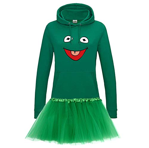 Jimmys Textilfactory Hoodie Frosch Kostüm Set + Tütü Tüllrock Karneval Sesamstraße Damen XS - 2XL Fasching Verkleidung Gruppen Rosenmontag Fastnacht, Größenauswahl:S, Setauswahl:Standard Set von Jimmys Textilfactory