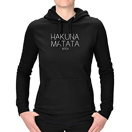 Jimmys Textilfactory Hoodie Hakuna Matata Bitch König der Löwen Timon Pumba Circle 12 Farben XS-3XL Life Elton John Afrika Hakuna Matata nutze den Tag Film, Farbe:schwarz - Logo Weiss, Größe:2XL von Jimmys Textilfactory