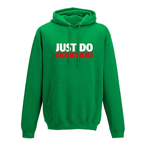 Jimmys Textilfactory Hoodie Just Do Nothing faul Athletics Sport Fun-Shirt 10 Farben Herren XS - 5XL Parodie Lazy Humor Spass lustige Sprüche feiern Party, Größe:S, Farbe:grün - Logo Weiss von Jimmys Textilfactory