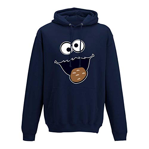 Jimmys Textilfactory Hoodie Krümelmonster Kekse Karneval Fasching Kostüm Sesamstraße Herren XS - 5XL Verkleidung Gruppen-Kostüm Rosenmontag Party Feier, Größe:2XL, Farbe:Navy von Jimmys Textilfactory