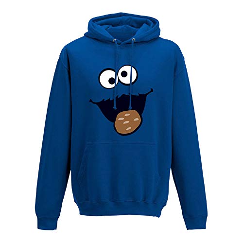 Jimmys Textilfactory Hoodie Krümelmonster Kekse Karneval Fasching Kostüm Sesamstraße Herren XS - 5XL Verkleidung Gruppen-Kostüm Rosenmontag Party Feier, Größe:2XL, Farbe:Royalblau von Jimmys Textilfactory