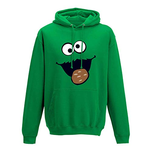 Jimmys Textilfactory Hoodie Krümelmonster Kekse Karneval Fasching Kostüm Sesamstraße Herren XS - 5XL Verkleidung Gruppen-Kostüm Rosenmontag Party Feier, Größe:2XL, Farbe:grün von Jimmys Textilfactory