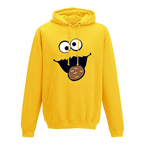 Jimmys Textilfactory Hoodie Krümelmonster Kekse Karneval Fasching Kostüm Sesamstraße Herren XS - 5XL Verkleidung Gruppen-Kostüm Rosenmontag Party Feier, Größe:3XL, Farbe:gelb von Jimmys Textilfactory