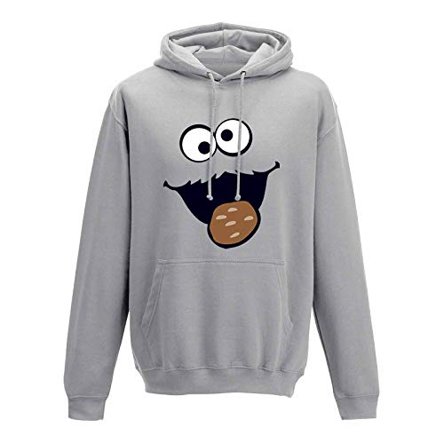 Jimmys Textilfactory Hoodie Krümelmonster Kekse Karneval Fasching Kostüm Sesamstraße Herren XS - 5XL Verkleidung Gruppen-Kostüm Rosenmontag Party Feier, Größe:3XL, Farbe:grau von Jimmys Textilfactory