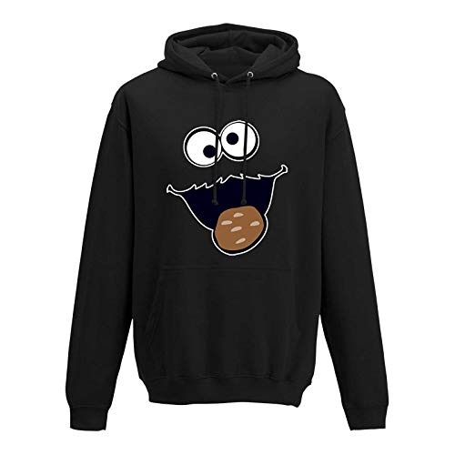 Jimmys Textilfactory Hoodie Krümelmonster Kekse Karneval Fasching Kostüm Sesamstraße Herren XS - 5XL Verkleidung Gruppen-Kostüm Rosenmontag Party Feier, Größe:3XL, Farbe:schwarz von Jimmys Textilfactory