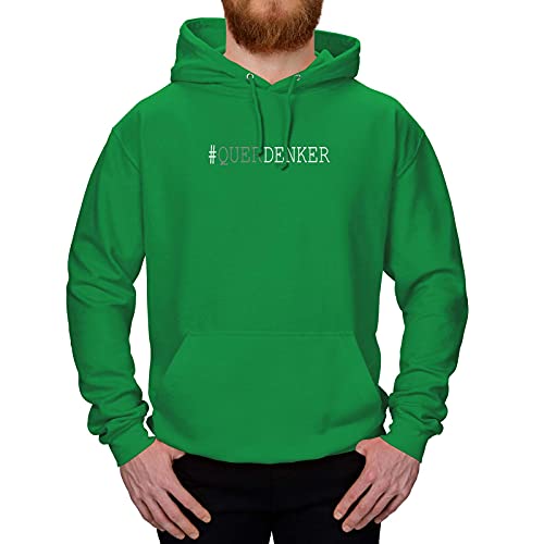 Jimmys Textilfactory Hoodie #Querdenker Querdenker selbstbestimmt Anders Denken 10 Farben XS-5XL innovativ Visionär Vision originell Ansicht Akzeptanz Demo, Farbe:grün, Größe:L von Jimmys Textilfactory