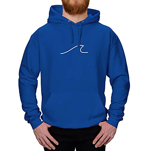 Jimmys Textilfactory Hoodie Welle Meer Wind Segeln Surfen Meeresrauschen Strand 10 Farben XS-5XL Wellenreiter Kite Beach Urlaub Baywatch Wasser See Baden, Farbe:Royalblau - Logo Weiss, Größe:XL von Jimmys Textilfactory