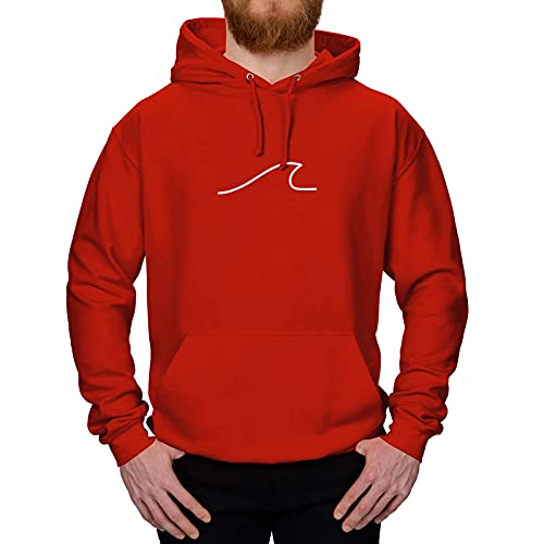 Jimmys Textilfactory Hoodie Welle Meer Wind Segeln Surfen Meeresrauschen Strand 10 Farben XS-5XL Wellenreiter Kite Beach Urlaub Baywatch Wasser See Baden, Farbe:rot - Logo Weiss, Größe:4XL von Jimmys Textilfactory