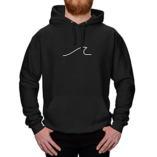 Jimmys Textilfactory Hoodie Welle Meer Wind Segeln Surfen Meeresrauschen Strand 10 Farben XS-5XL Wellenreiter Kite Beach Urlaub Baywatch Wasser See Baden, Farbe:schwarz - Logo Weiss, Größe:L von Jimmys Textilfactory