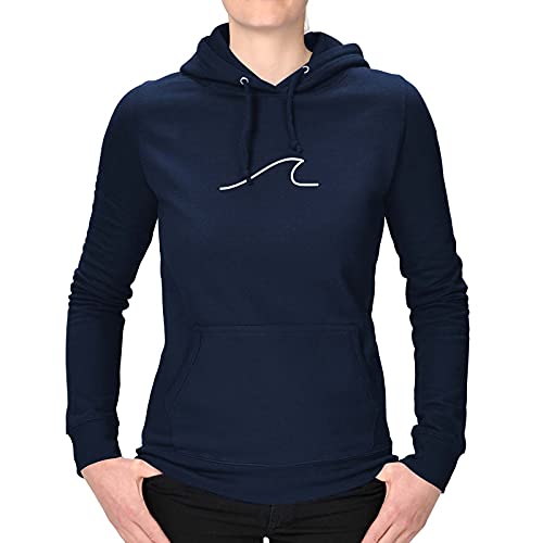 Jimmys Textilfactory Hoodie Welle Meer Wind Segeln Surfen Meeresrauschen Strand 12 Farben XS-3XL Wellenreiter Kite Beach Urlaub Baywatch Wasser See Baden, Farbe:Navy - Logo Weiss, Größe:2XL von Jimmys Textilfactory