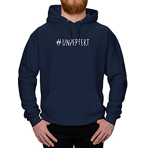 Jimmys Textilfactory Hoodie #unperfekt Perfektionismus Authentizität Echtheit normal 10 Farben XS-5XL Selbstbestimmung Ausdruck Selbstsicherheit, Farbe:Navy - Logo Weiss, Größe:2XL von Jimmys Textilfactory